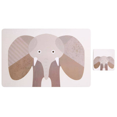 Effy Set Of 2 Elephant Placemat And Coaster