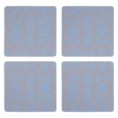 Frosted Deco Set Of 4 Blue Coasters