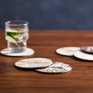 Mimo  6Pc Marble Effect Assorted Cork Coasters