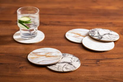Mimo  6Pc Marble Effect Assorted Cork Coasters