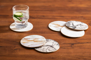 Mimo  6Pc Marble Effect Assorted Cork Coasters