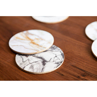 Mimo  6Pc Marble Effect Assorted Cork Coasters