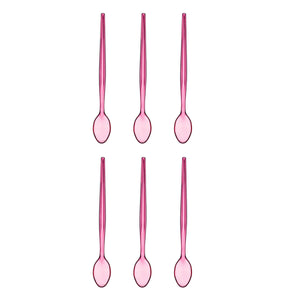 Set of Six Pink Plastic Sundae Spoons | Summer