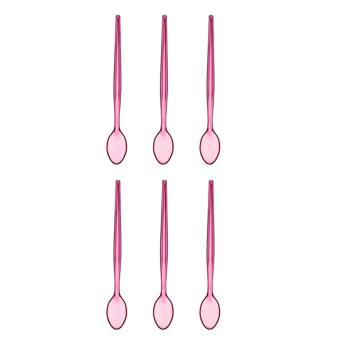 Summer Set Of Six Pink Plastic Sundae Spoons