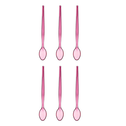 Summer Set Of Six Pink Plastic Sundae Spoons