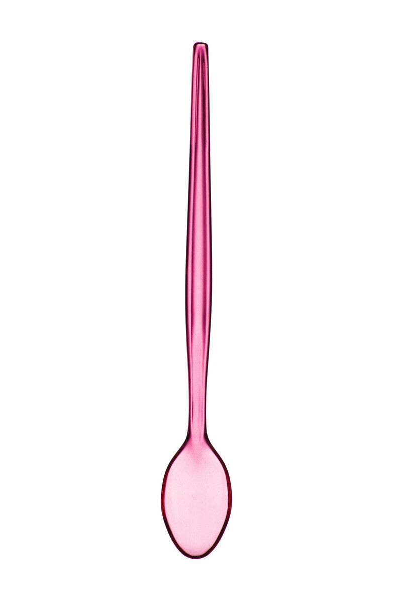 Pink spoon on a white background
