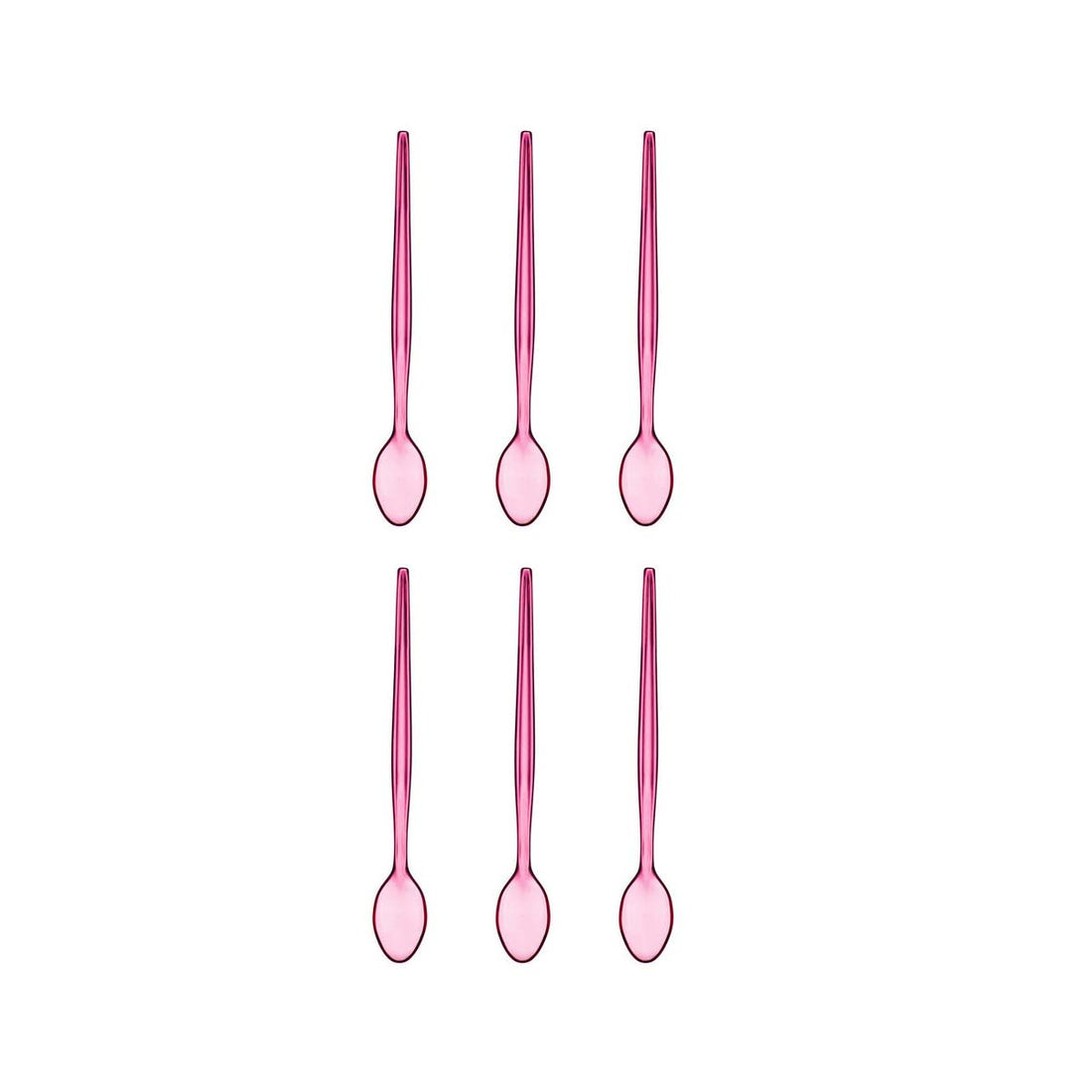 Summer Set Of Six Pink Plastic Sundae Spoons