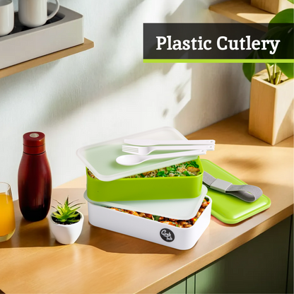 Grub Tub Green and White Stackable  Lunch Box