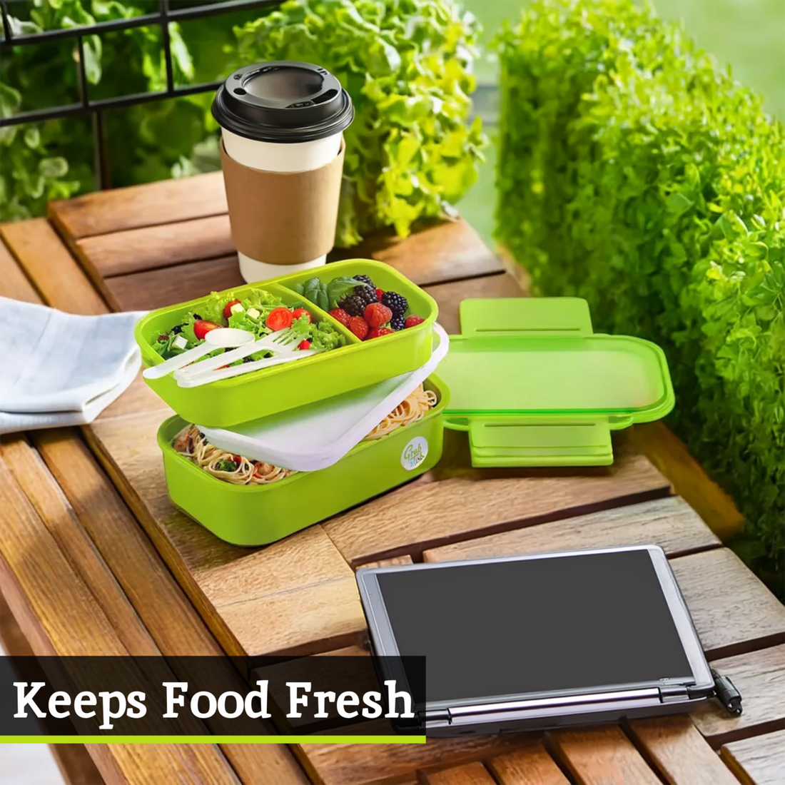 Grub Tub Green Lunch Box With Cutlery