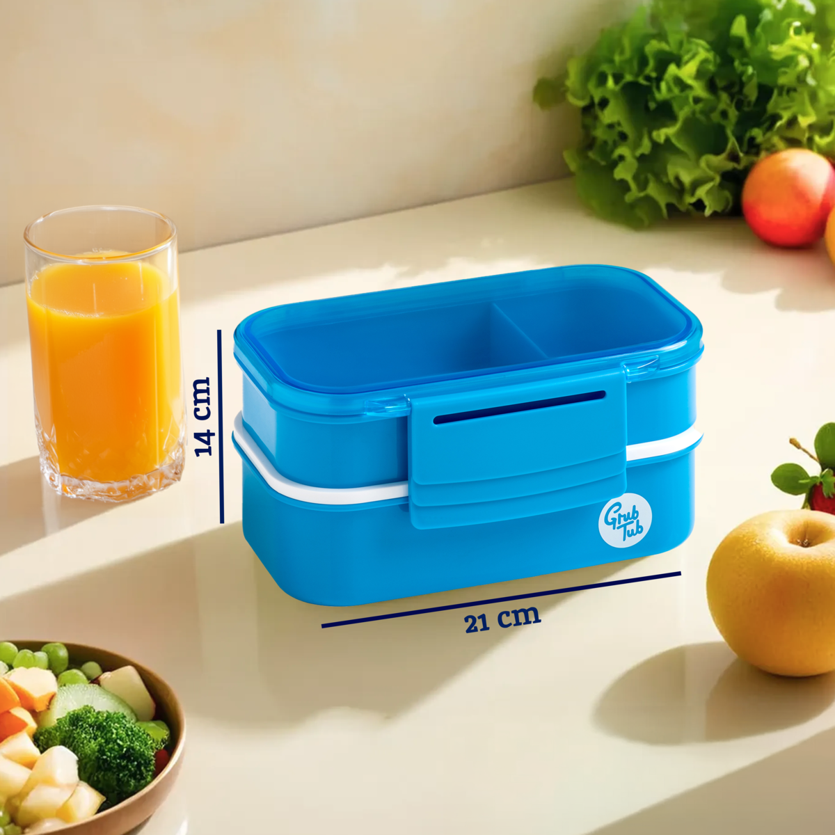 Grub Tub Blue 2 Tier Lunch Box