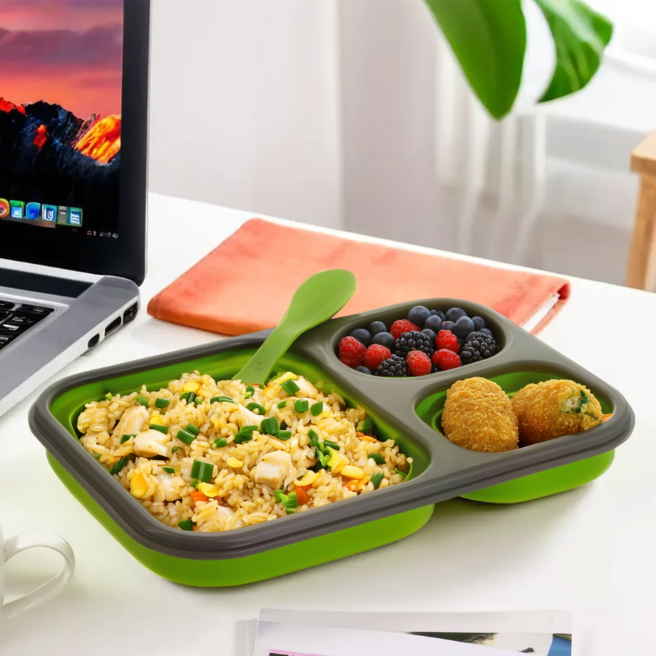 Grub Tub Green Collapsible Lunch Box With Spork