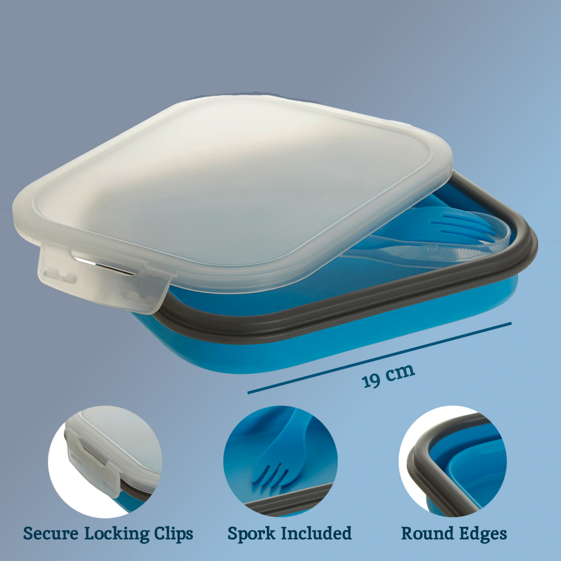 Grub Tub Blue Collapsible Lunch Box