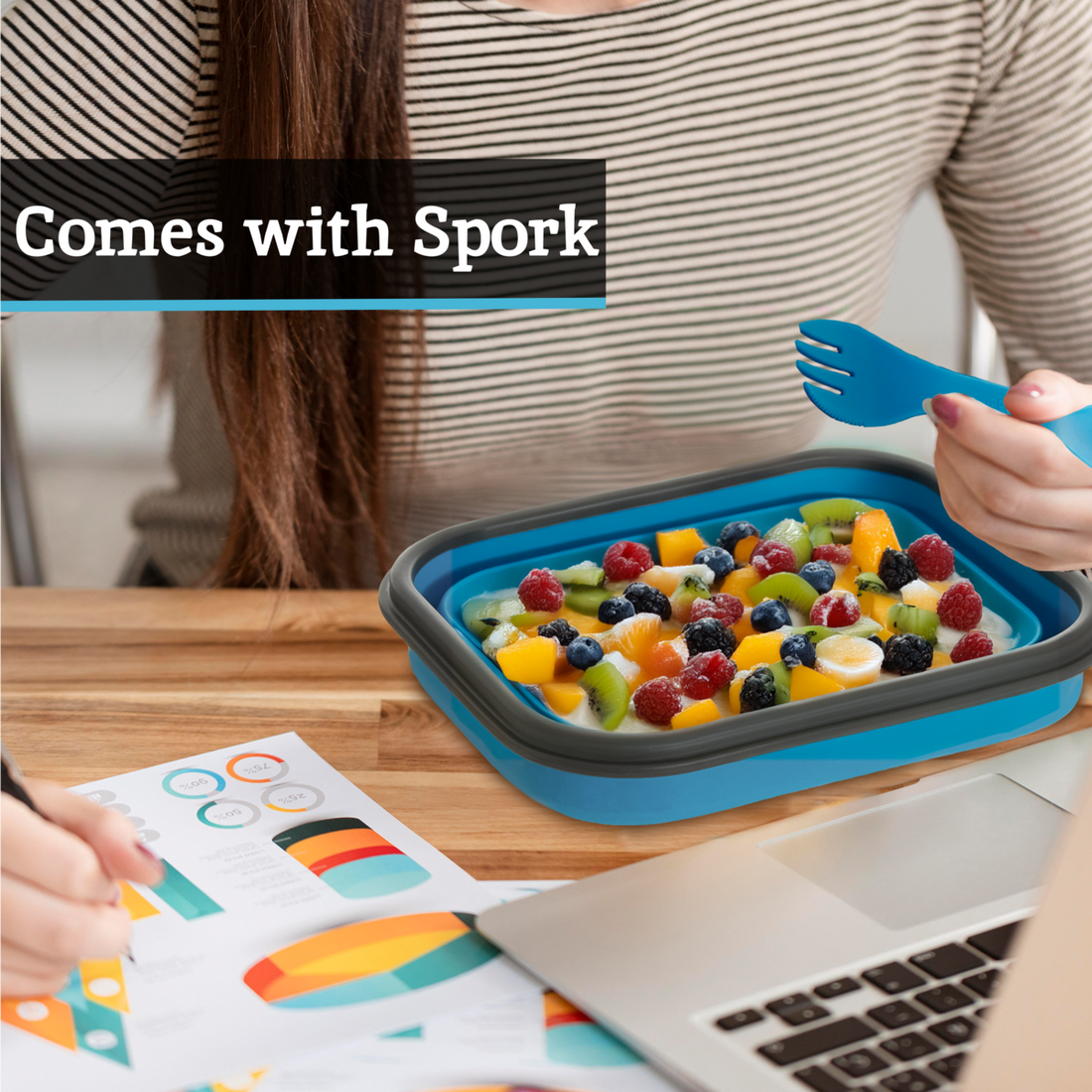 Grub Tub Blue Collapsible Lunch Box