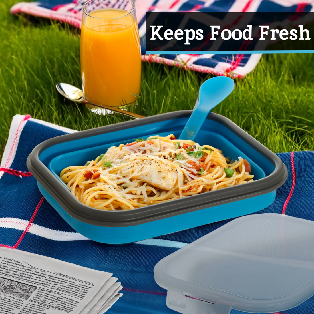 Grub Tub Blue Collapsible Lunch Box