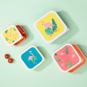 Mimo Set Of 4 Flamingo Lunch Boxes