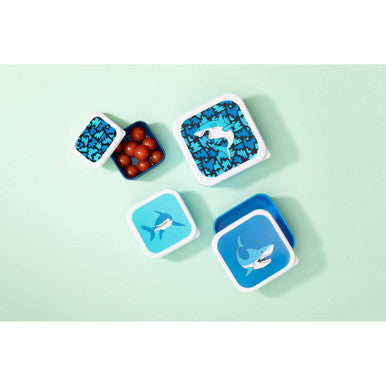 Mimo Set Of 4 Blue Shark Lunch Boxes