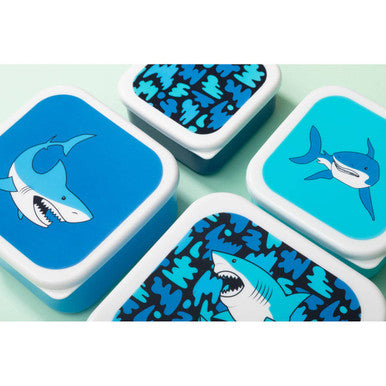 Mimo Set Of 4 Blue Shark Lunch Boxes