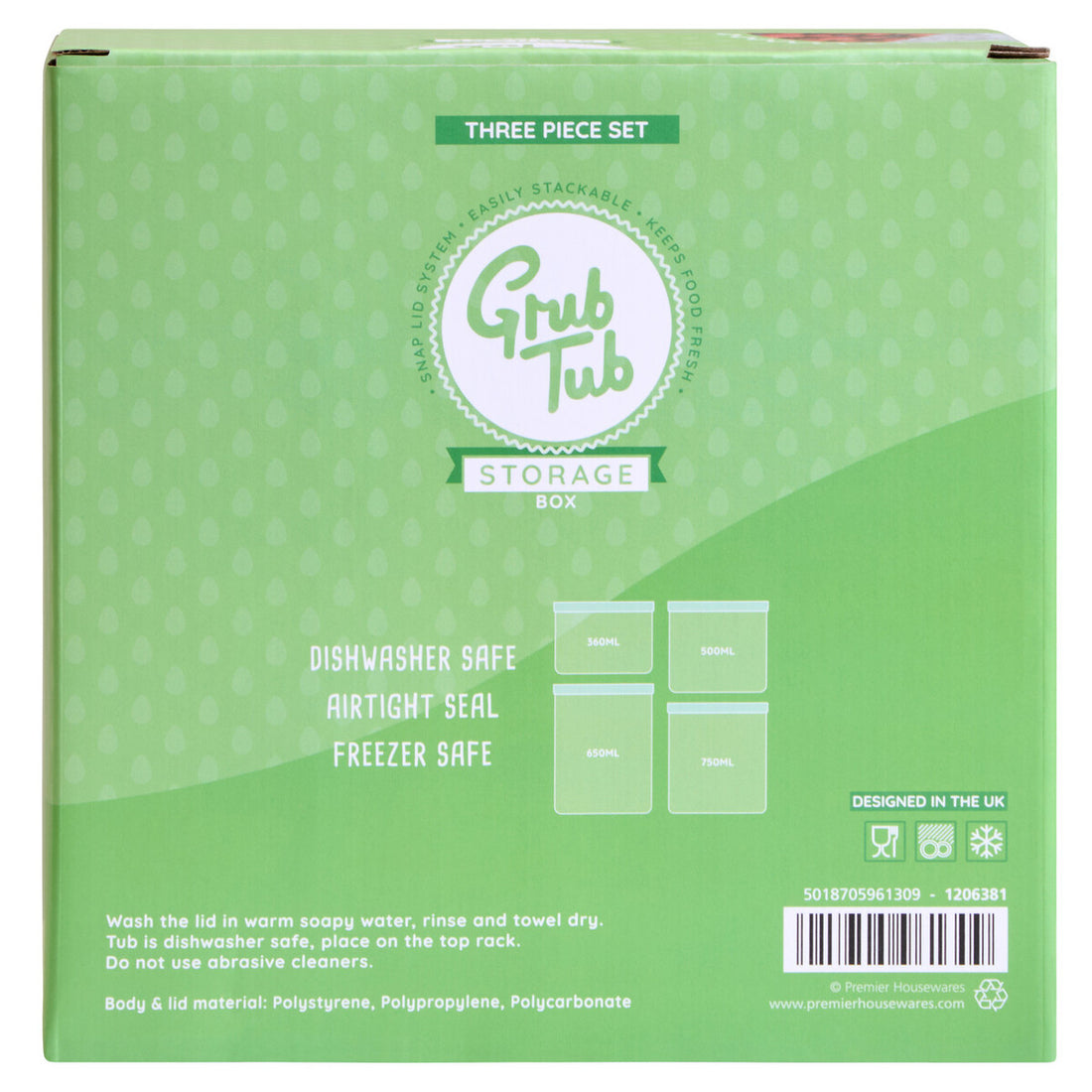 Grub Tub Set of 4 Food Storage Containers