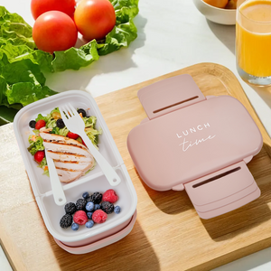 Light Pink Lunch Box with Cutlery | Grub Tub