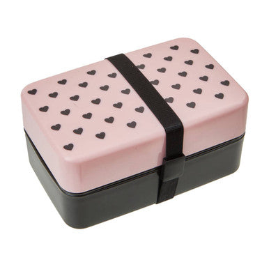 Grub Tub Light Pink Hearts Lunch Box With Cutlery