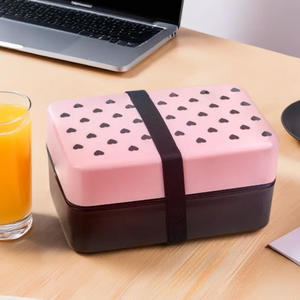 Light Pink Hearts Lunch Box with Cutlery | Grub Tub