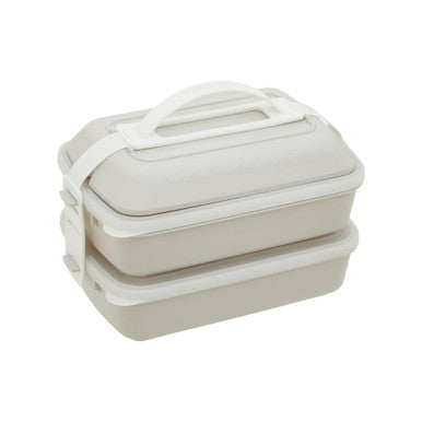 Grub Tub Warm Grey And White Lunch Box