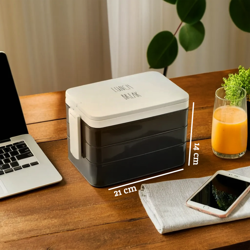 Grub Tub Black Lunch Box With Cutlery