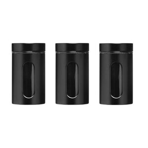 Luca Set of Three Clear and Black | Storage Jars