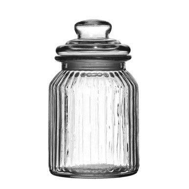 Ribbed Glass Storage Jar