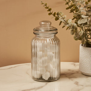 Abbie Clear Glass Ribbed Storage Jar 1300ml