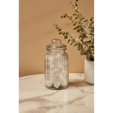 Ribbed Glass Storage Jar  1300Ml