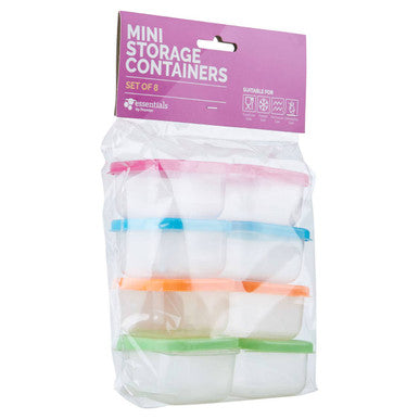 Set Of 8 Mini Storage Plastic Containers