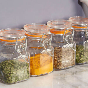 Set Of 4 Clip Top Lid Glass Jars | Luca