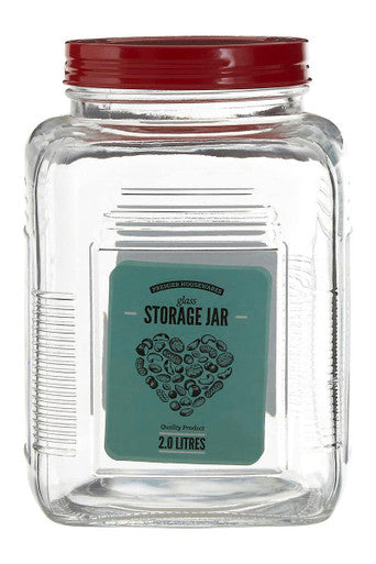 Luca Assorted Square Clear Glass Large Storage Jar