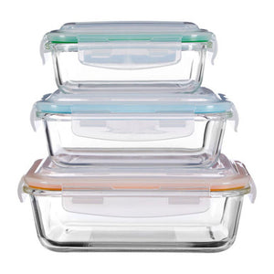 Freska Set Of 3 Rectangular Glass Containers