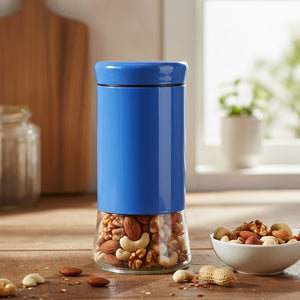 Blue Stainless Steel and Glass Storage Jar - 1500ml | Luca