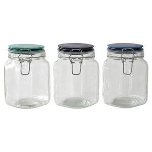 Luca Glass Storage Jar 1050 ml  (3 Assorted Colours)