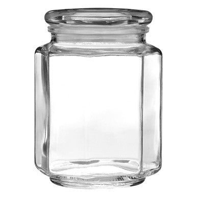 Hexagonal Glass Storage Jar   780Ml
