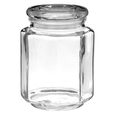 Hexagonal Glass Storage Jar   780Ml