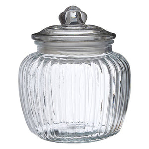 Abbie Clear Glass Round Ribbed Storage Jar 1300ml