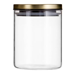 Glass Storage Jar with Gold Lid 700ml | Freska