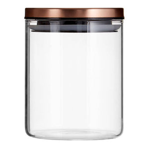 Glass Storage Jar with  Rose Gold Lid 700ml | Freska