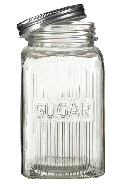 Luca Set Of Three Glass Jars With Silver Lids
