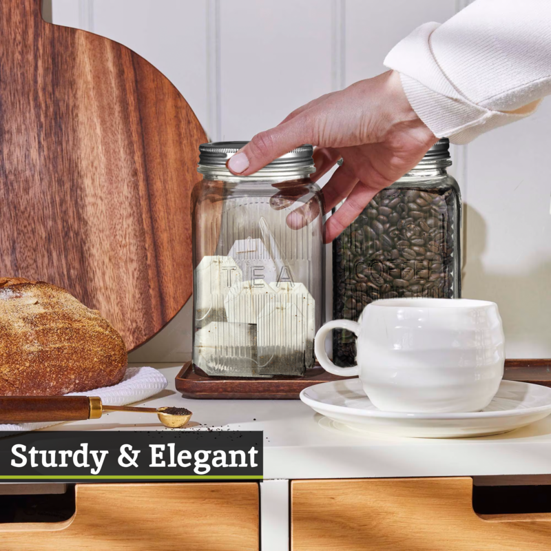 Luca Set Of Three Glass Jars With Silver Lids