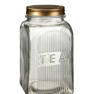 Luca Set Of Three Glass Jars With Gold Finish Lids
