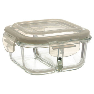 Freska 2 Section Square Glass Container With Lid 520 Ml