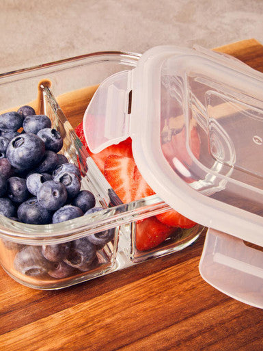 Freska 2 Section Square Glass Container With Lid 520 Ml