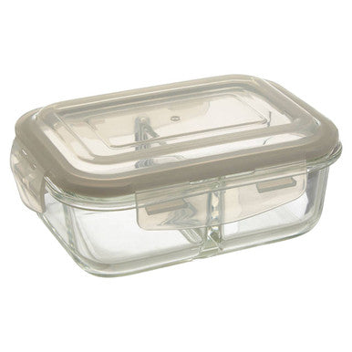 Freska 2 Section Rectangular Glass Container With Lid 640 Ml