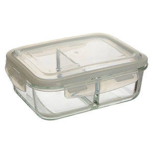 Freska 2 Section Rectangular Glass Container With Lid 1520 Ml
