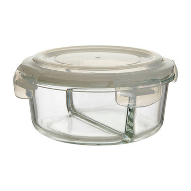 Freska 2 Section Round Glass Container With Lid 950 Ml